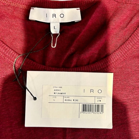 NWT IRO Amery Shoulder Tie T-Shirt in Burgundy 100% Linen Size L - Picture 8 of 12